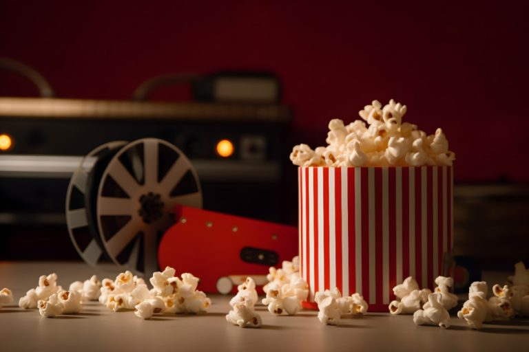 Pipoca e rolo de filme